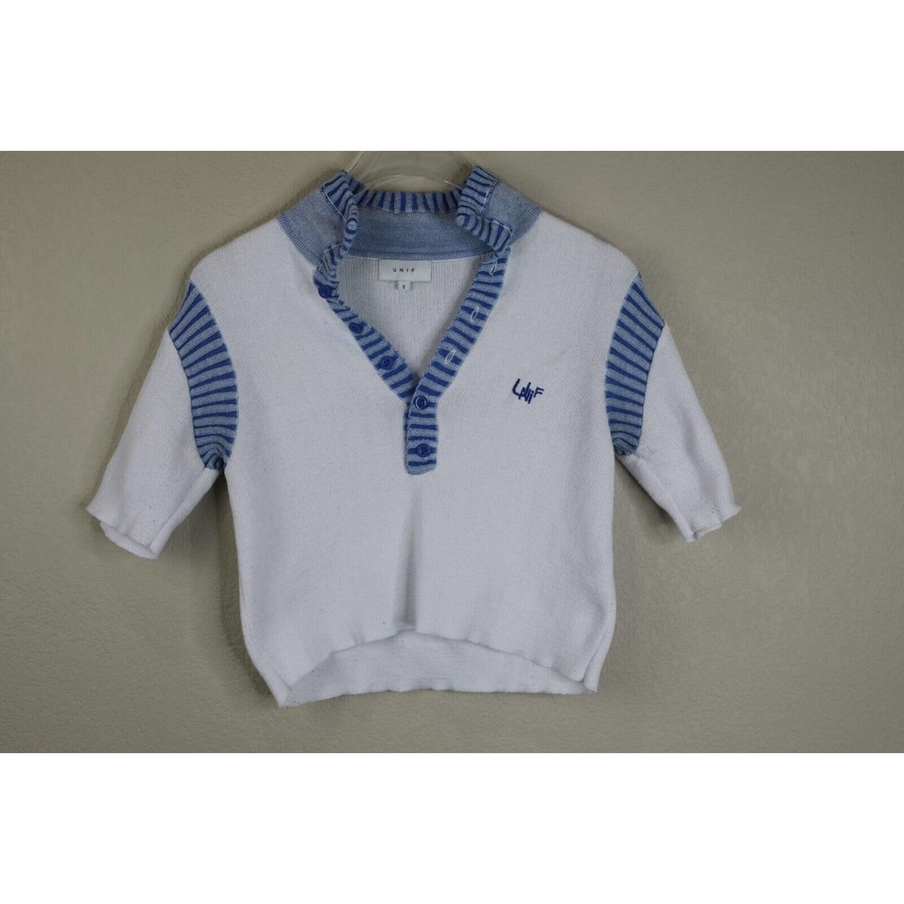 UNIF White and Blue Striped Tank Top